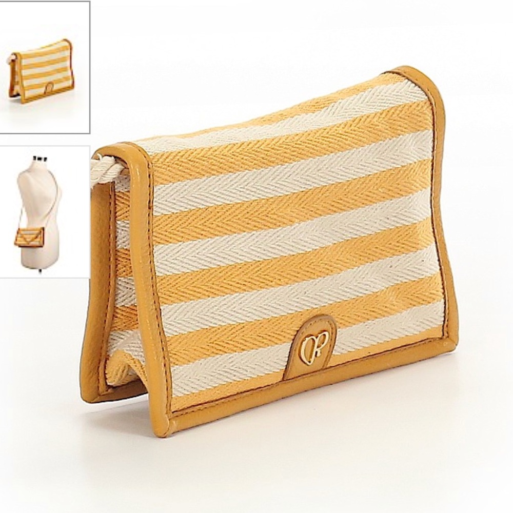 NWOT Charlotte Ronson Yellow Striped Rope Purse - Picture 4 of 8